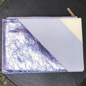 Whistles Geometric Clutch in Purple/Silver Leather
